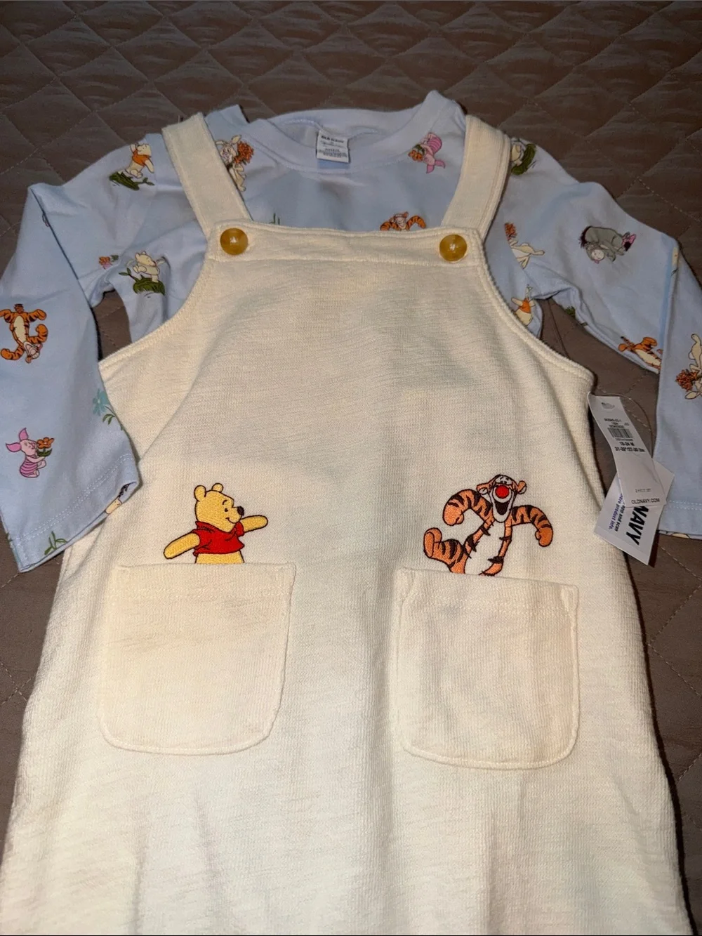 Old Navy Cream Winnie the Pooh & Tigger Overalls